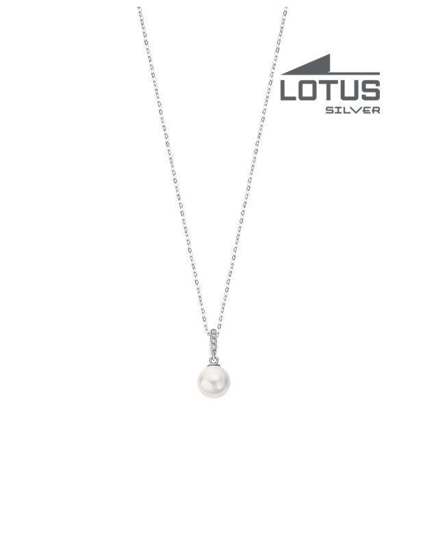 LOTUS SILVER WOMEN'S NECKLACE PEARLS